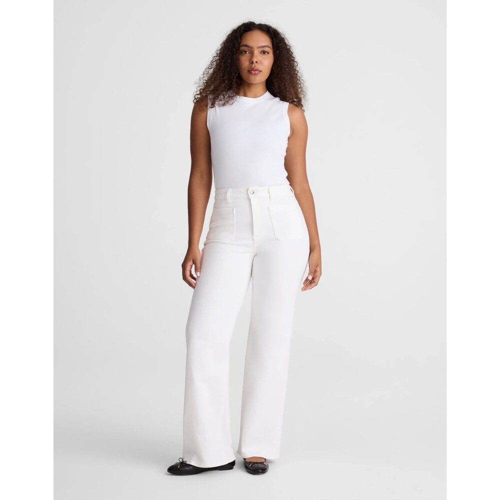 MADEWELL The Curvy Emmy Wide-Leg Jean 26 Tile White Super Stretch Denim NWT B88
